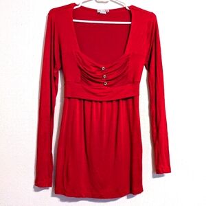 Red Long Sleeve Top with decorative Back Tie Size M